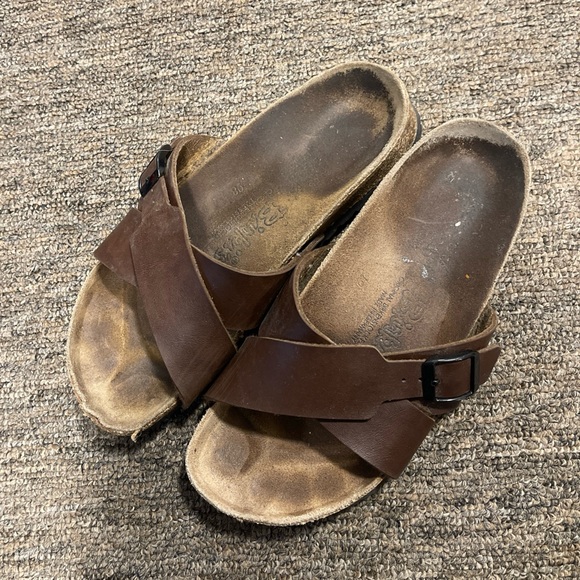 Birkenstock Shoes - Birki's SANTOSA Cross Strap Slide Sandal  Womens 7 Men’s 5 Color: Brown